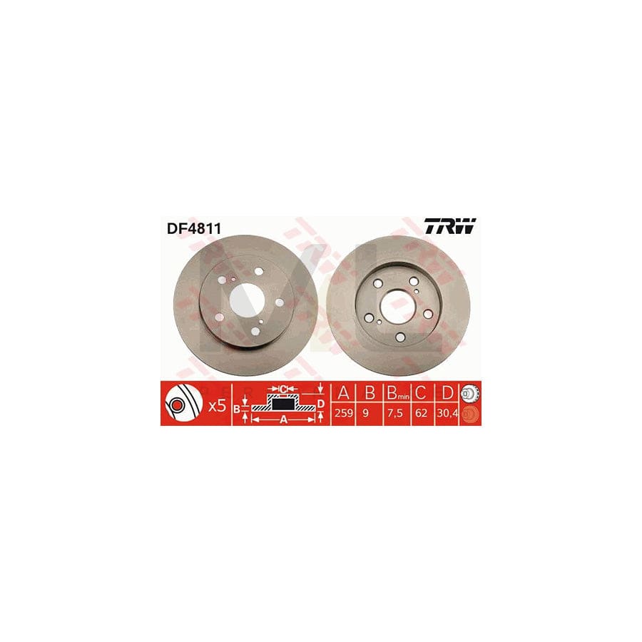 TRW DF4811 Brake Disc Solid, Painted | ML Performance Car Parts