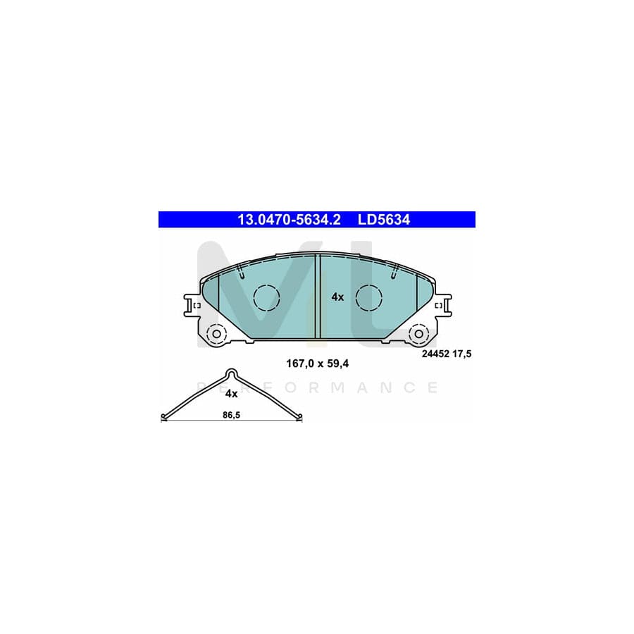 ATE Ceramic 13.0470-5634.2 Brake pad set without integrated wear warning contact, with accessories | ML Performance Car Parts