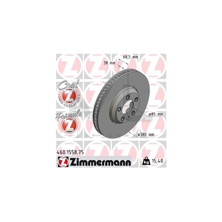 ZIMMERMANN 460.1558.75 Brake Disc for PORSCHE Cayenne (9PA) Two-piece brake disc, Vented, Coated, Alloyed / High-carbon | ML Performance Car Parts