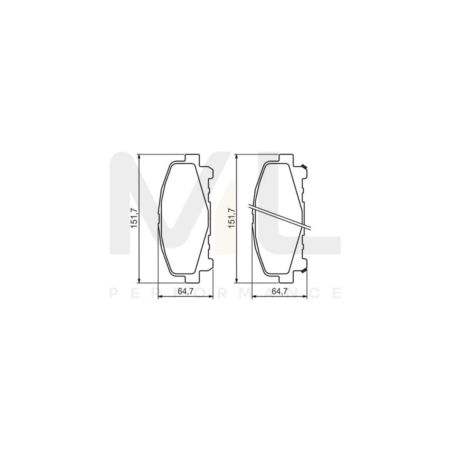 Bosch 0986494382 Brake Pad Set For Honda Accord With Acoustic Wear Warning, With Anti-Squeak Plate BP1290 | ML Performance Car Parts