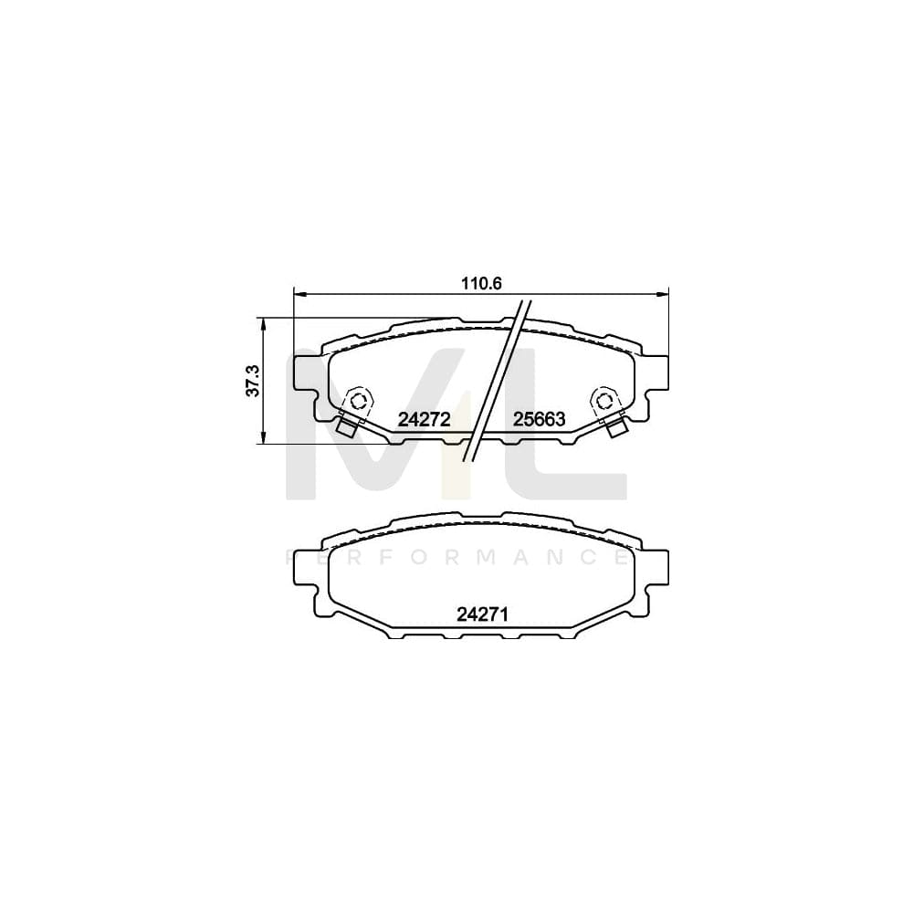 Hella 8DB 355 040-391 Brake Pad Set For Toyota Gt86 Coupe Without Acoustic Wear Warning, With Accessories | ML Performance Car Parts