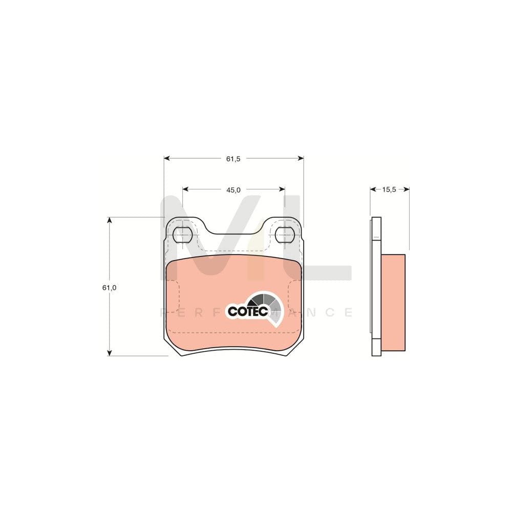 TRW Cotec Gdb915 Brake Pad Set Not Prepared For Wear Indicator | ML Performance Car Parts