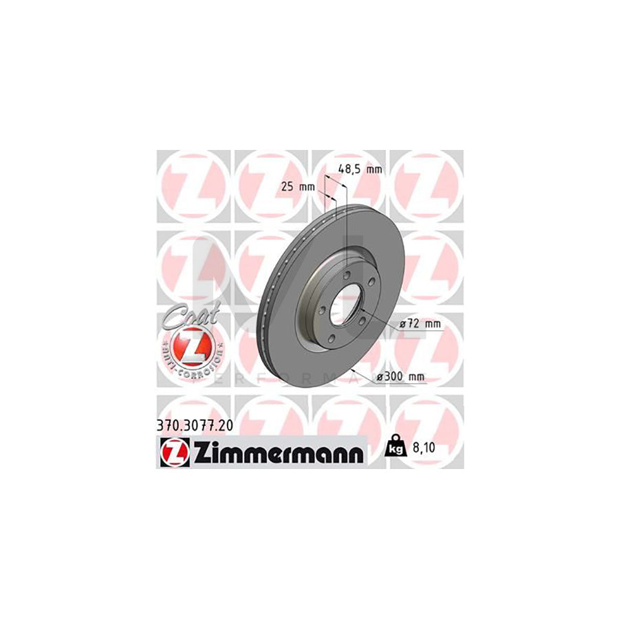 ZIMMERMANN COAT Z 370.3077.20 Brake Disc Internally Vented, Coated | ML Performance Car Parts