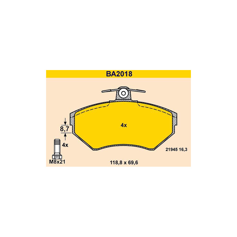 Barum BA2018 Brake Pad Set