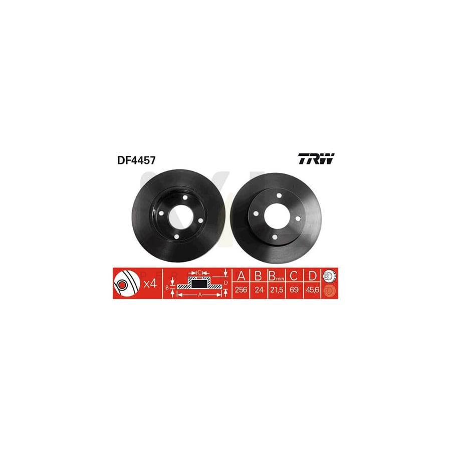 TRW DF4457 Brake Disc Vented, Painted, High-carbon | ML Performance Car Parts