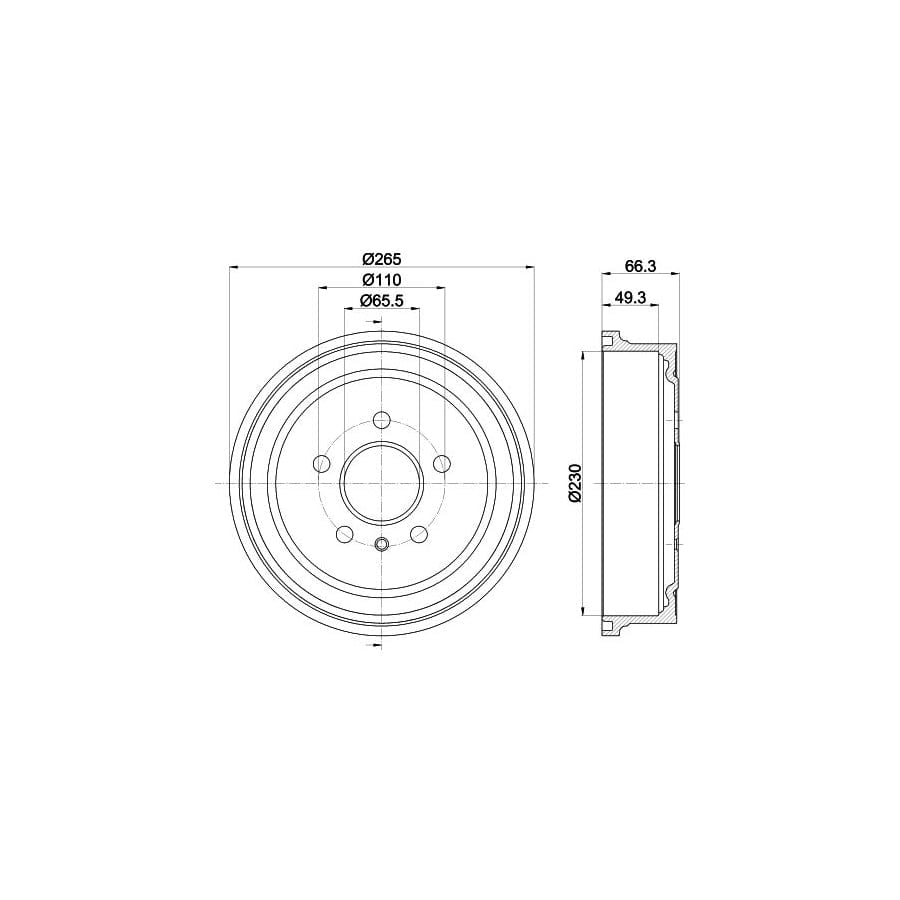 Hella 8DT 355 300-271 Brake Drum