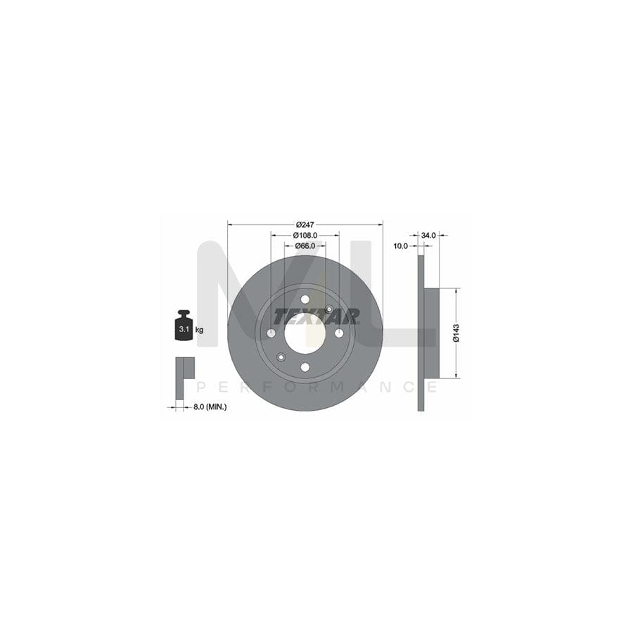 TEXTAR 92029800 Brake Disc Solid, without wheel hub, without wheel studs | ML Performance Car Parts