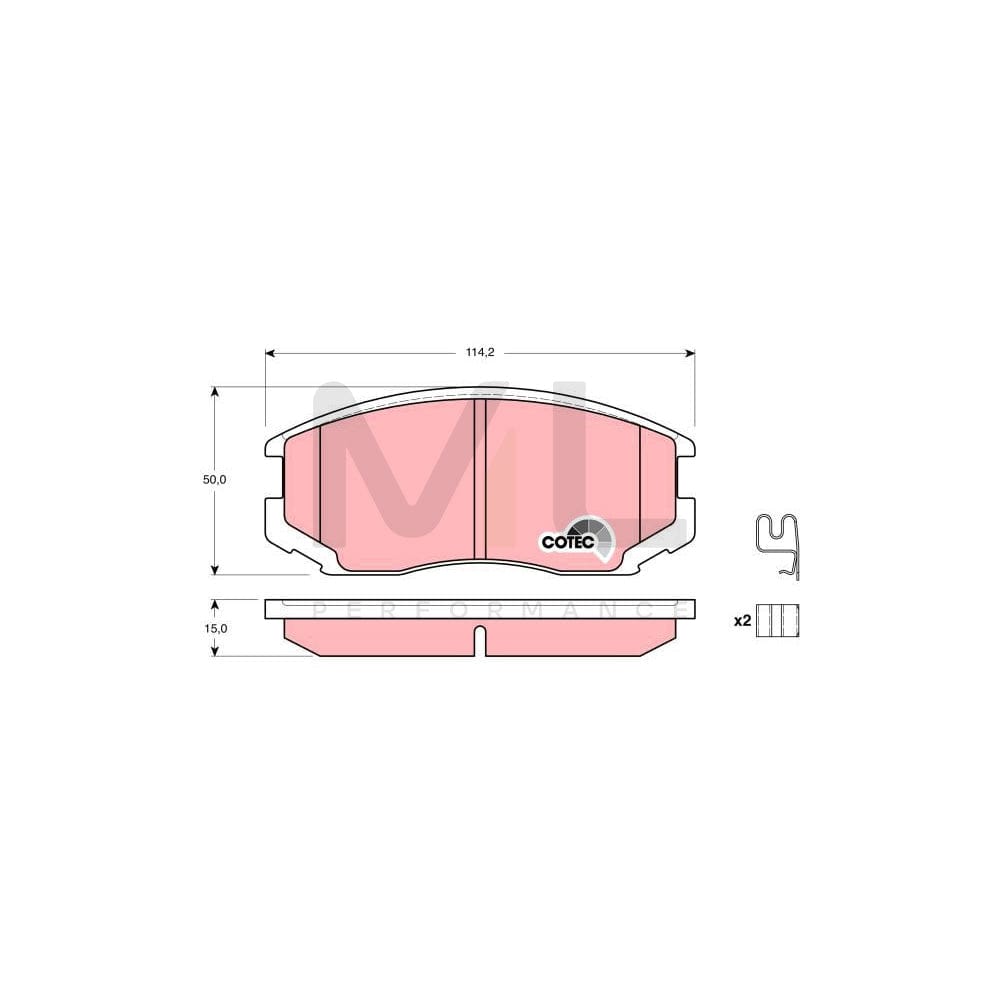 TRW Cotec Gdb3214 Brake Pad Set With Acoustic Wear Warning, With Accessories | ML Performance Car Parts