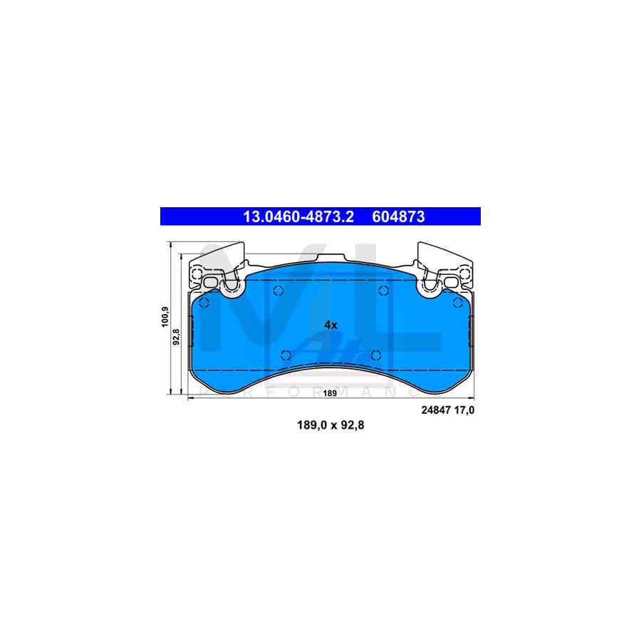 ATE 13.0460-4873.2 Brake pad set excl. wear warning contact, prepared for wear indicator | ML Performance Car Parts