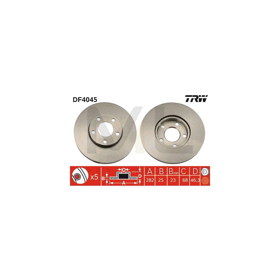 TRW DF4045 Brake Disc for VW PASSAT Vented, Painted, High-carbon | ML Performance Car Parts