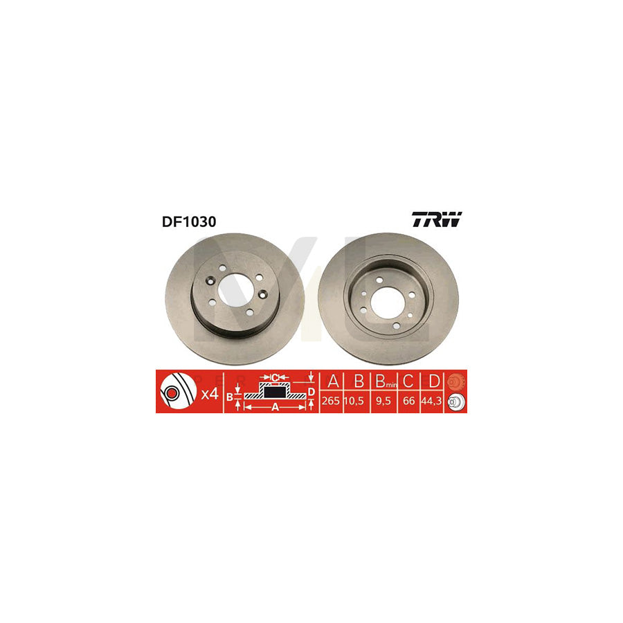 TRW DF1030 Brake Disc Solid, Painted, with bolts/screws | ML Performance Car Parts