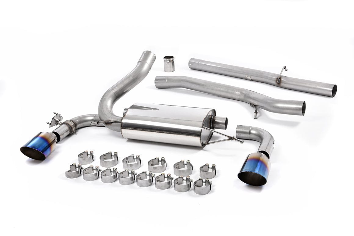 MillTek SSXFD186 Ford Focus Non-Resonated Cat-Back Exhaust with Burnt Titanium GT-115 Trims