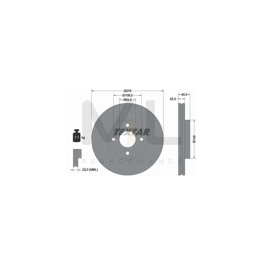 TEXTAR PRO 92159003 Brake Disc for FORD Fiesta Mk5 Hatchback (JH1, JD1, JH3, JD3) Internally Vented, Coated, without wheel hub, without wheel studs | ML Performance Car Parts