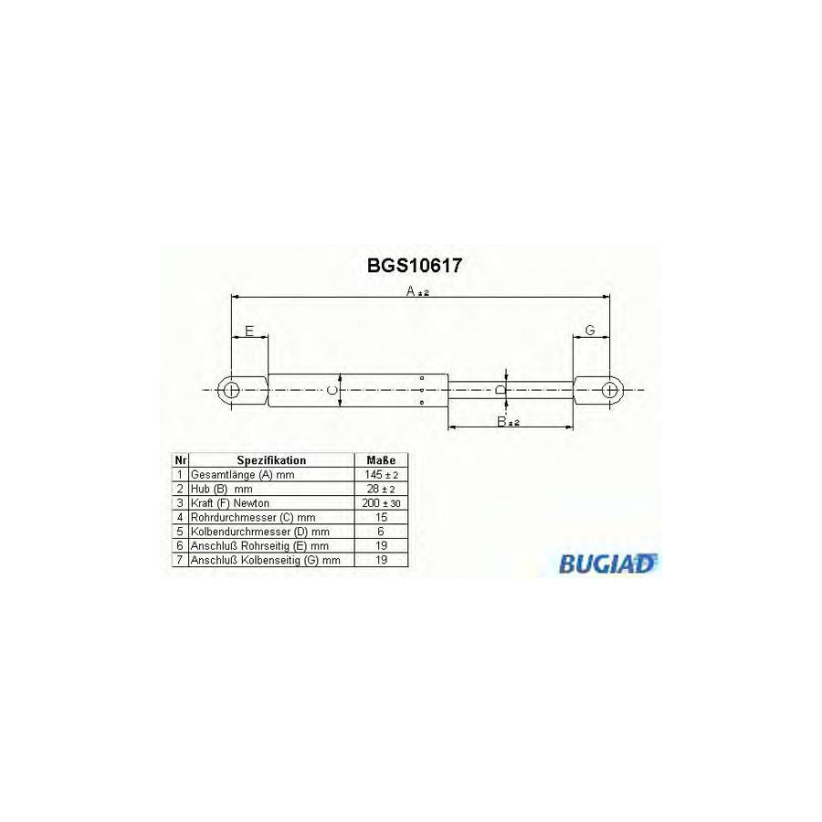 Bugiad BGS10617 Gas Spring, Seat Adjustment For Citroën Xantia