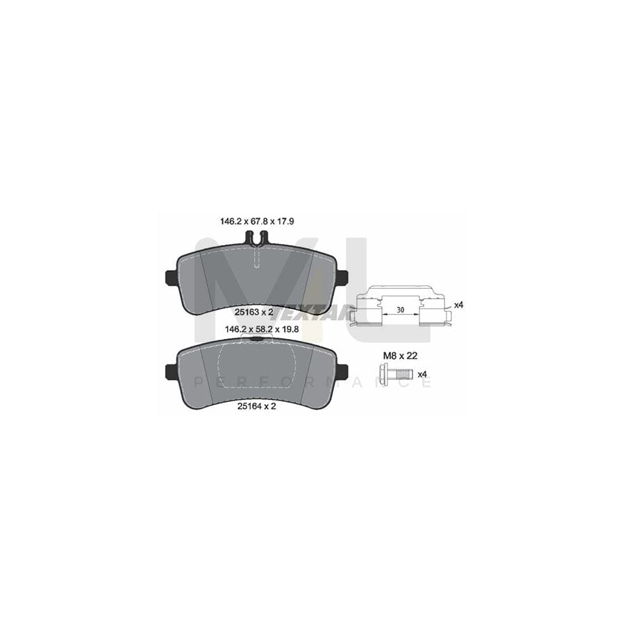 TEXTAR 2516301 Brake pad set prepared for wear indicator, with brake caliper screws, with accessories | ML Performance Car Parts