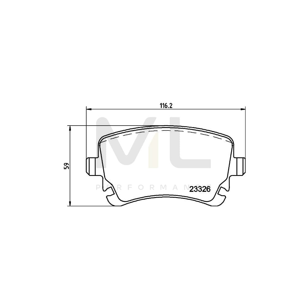 Hella 8DB 355 015-951 Brake Pad Set Not Prepared For Wear Indicator, With Brake Caliper Screws, With Accessories | ML Performance Car Parts