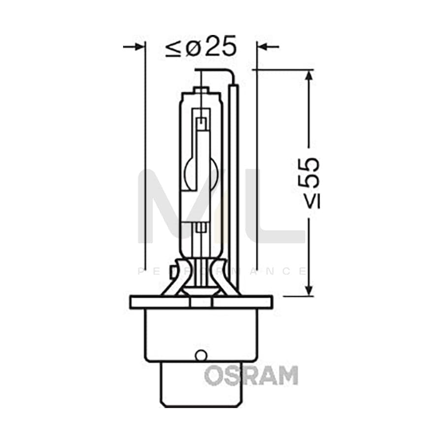 OSRAM XENARC ORIGINAL 66450 Bulb, spotlight D4R (gas discharge tube) 42V 35W P32d-6 4300K Xenon | ML Performance Car Parts