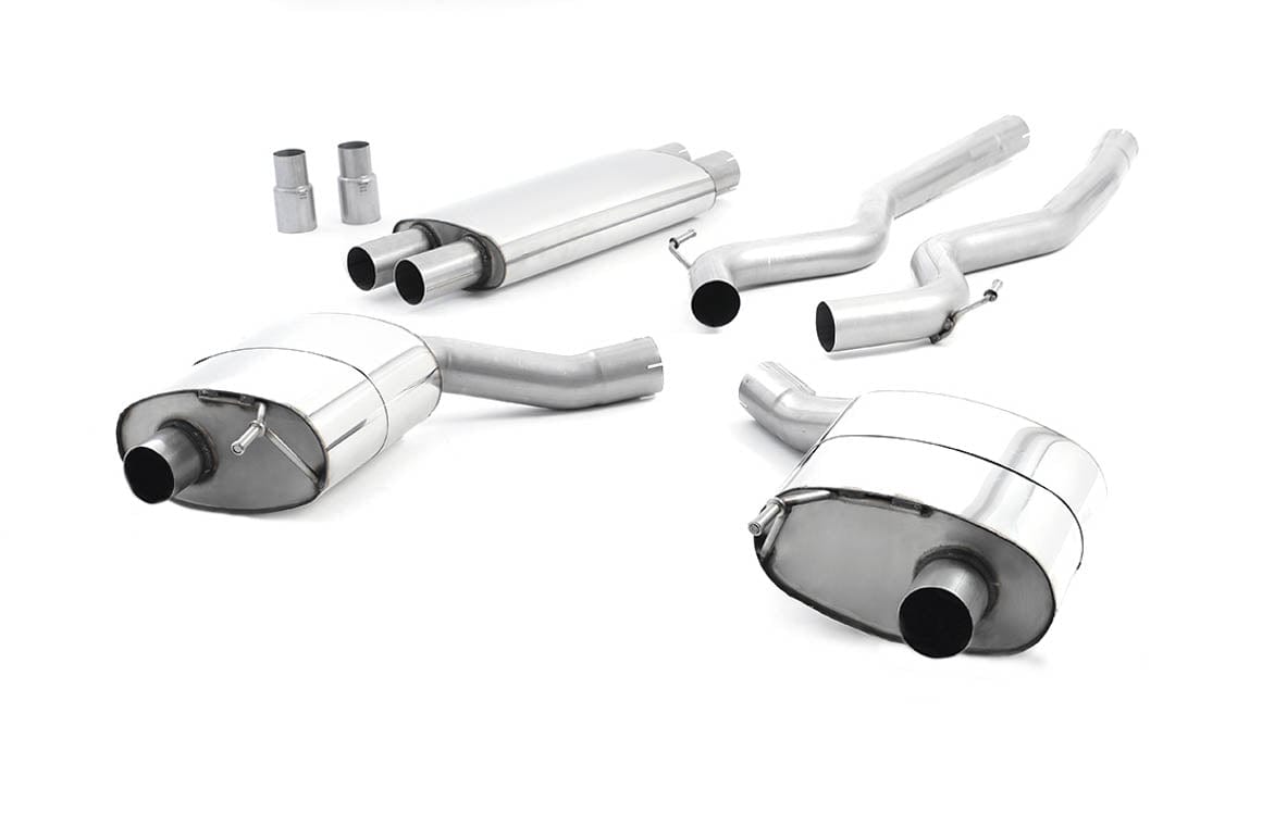 MillTek SSXFD220 Ford Mustang Dual Outlet Resonated Cat-Back Exhaust with Titanium GT-100 Tips - EC Approved