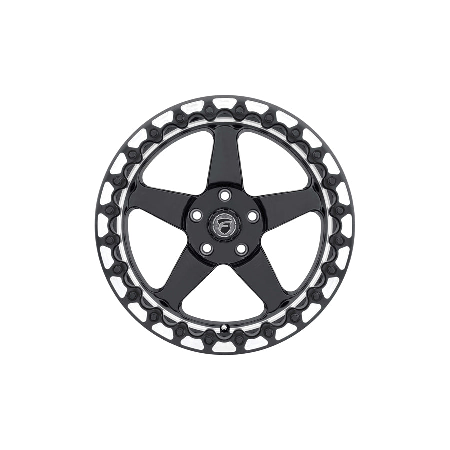 Forgestar F00182063P56 18x12 D5 Beadlock Standard 5x120.65 ET56 BS8.8 Gloss Black Machined Drag Racing Wheel