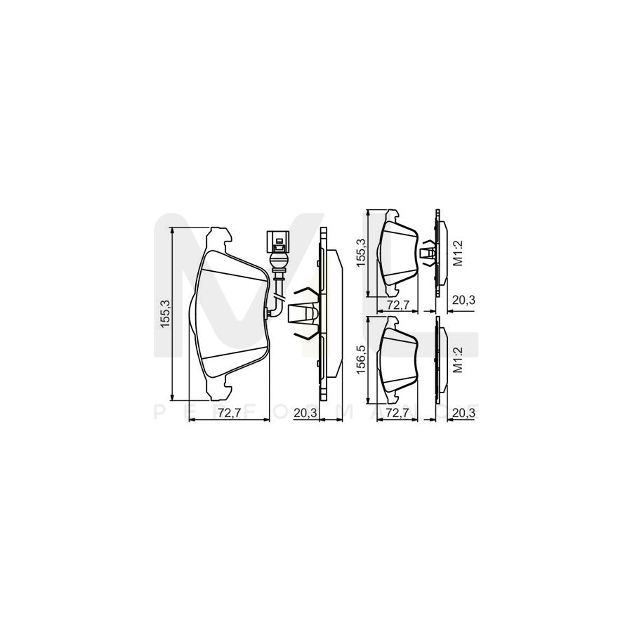 Bosch 0986495356 Brake Pad Set With Integrated Wear Sensor, With Anti-Squeak Plate, With Piston Clip BP1648 | ML Performance Car Parts