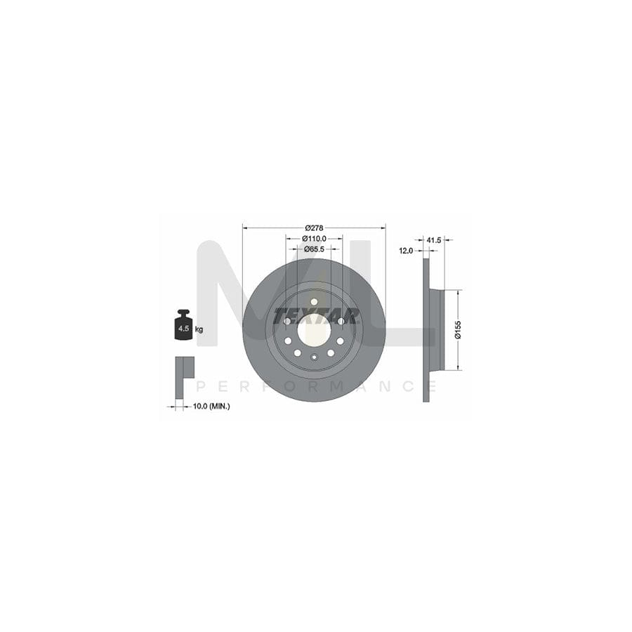 TEXTAR 92118500 Brake Disc Solid, without wheel hub, without wheel studs | ML Performance Car Parts