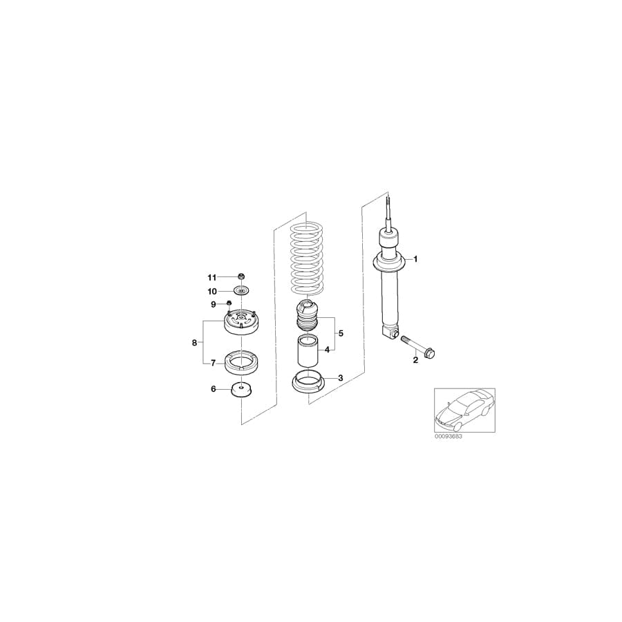 Genuine BMW 33526786543 E65 E66 Spring Strut, Rear (Inc. 730d, 730Li & 745i) | ML Performance UK Car Parts