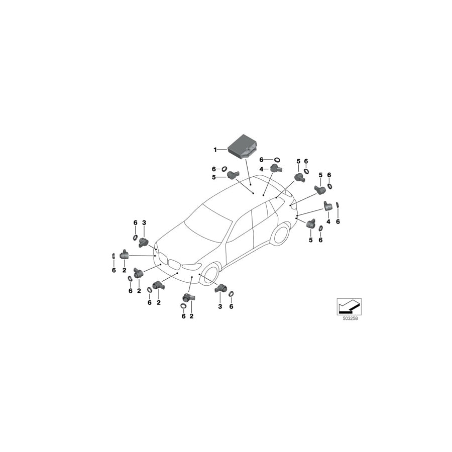 Genuine BMW 66206840241 G01 G02 Ultrasonic Sensor, Terra Brown WC1L (Inc. X4 M40iX, X3 30iX & X4 M40dX) | ML Performance UK