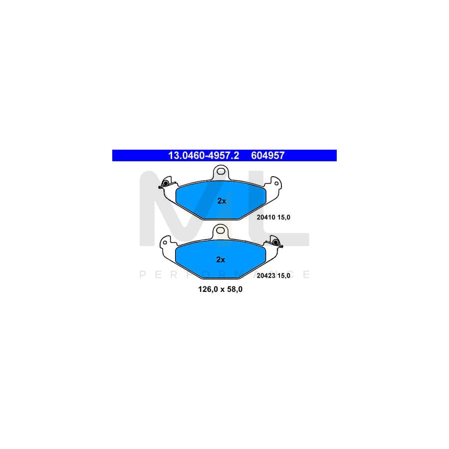 ATE 13.0460-4957.2 Brake pad set excl. wear warning contact, not prepared for wear indicator | ML Performance Car Parts