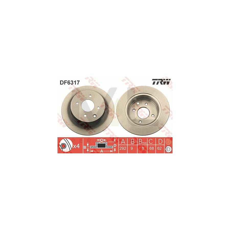 TRW DF6317 Brake Disc Solid, Painted | ML Performance Car Parts