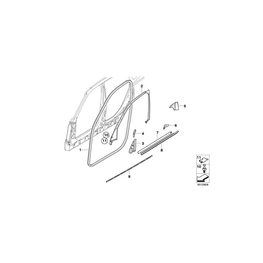 Genuine BMW 51163400321 E83 Seal, Mirror Triangle, Top Left (Inc. X3) | ML Performance UK Car Parts