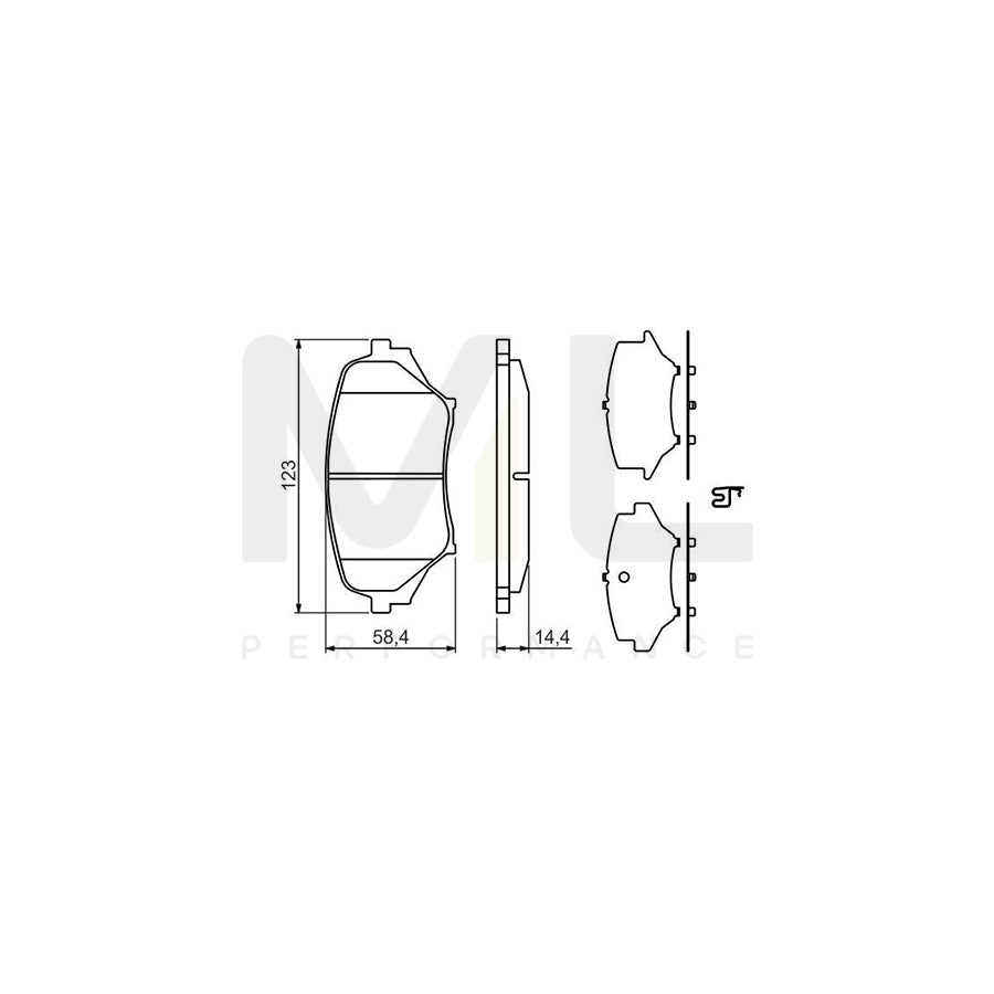 Bosch 0986494322 Brake Pad Set With Acoustic Wear Warning, With Anti-Squeak Plate, With Mounting Manual BP1212 | ML Performance Car Parts