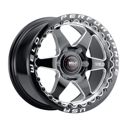 Weld S909B0084P38 Ventura 6 Beadlock S909 Wheel 15x10 6x139.7 ET38 BS7 Gloss Black MIL - DIA