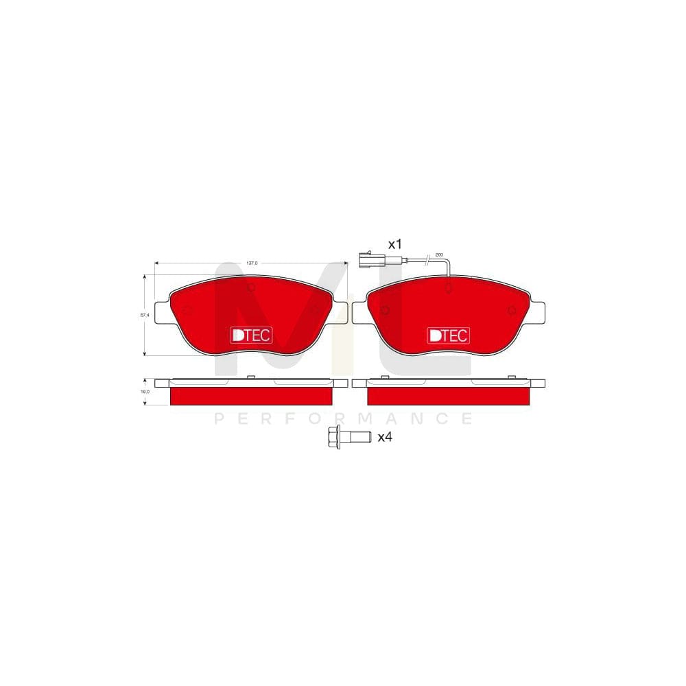 TRW Dtec Cotec Gdb1483Dte Brake Pad Set Incl. Wear Warning Contact | ML Performance Car Parts