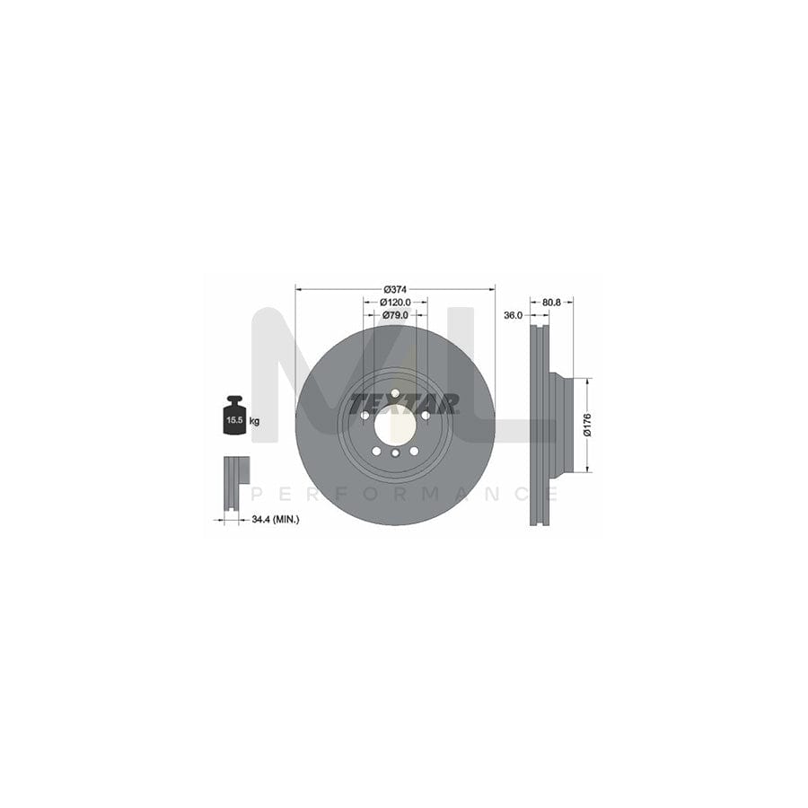 TEXTAR 92123000 Brake Disc for BMW 7 (E65, E66, E67) Internally Vented, without wheel hub, without wheel studs | ML Performance Car Parts