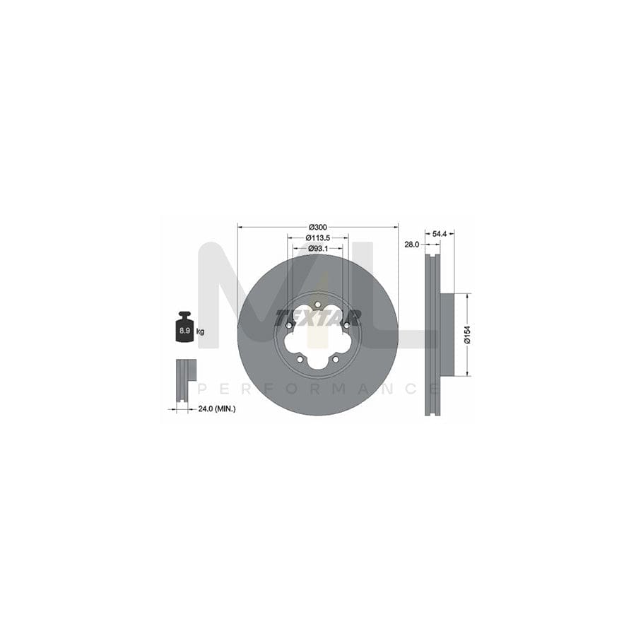 TEXTAR 92231500 Brake Disc for FORD TRANSIT Internally Vented, without wheel hub, without wheel studs | ML Performance Car Parts