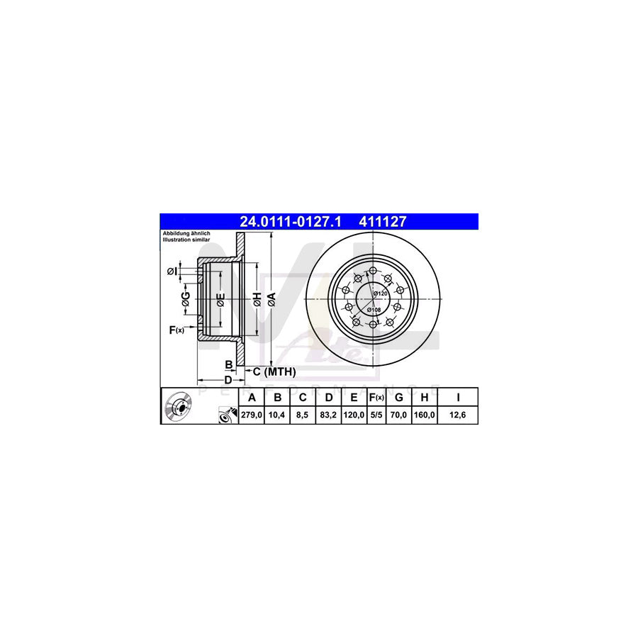 ATE 24.0111-0127.1 Brake Disc Solid, Coated | ML Performance Car Parts