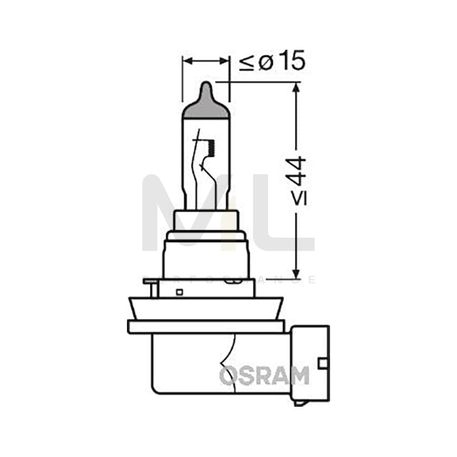 OSRAM 64212NL Bulb, spotlight H8 12V 35W PGJ19-1 3200K Halogen | ML Performance Car Parts