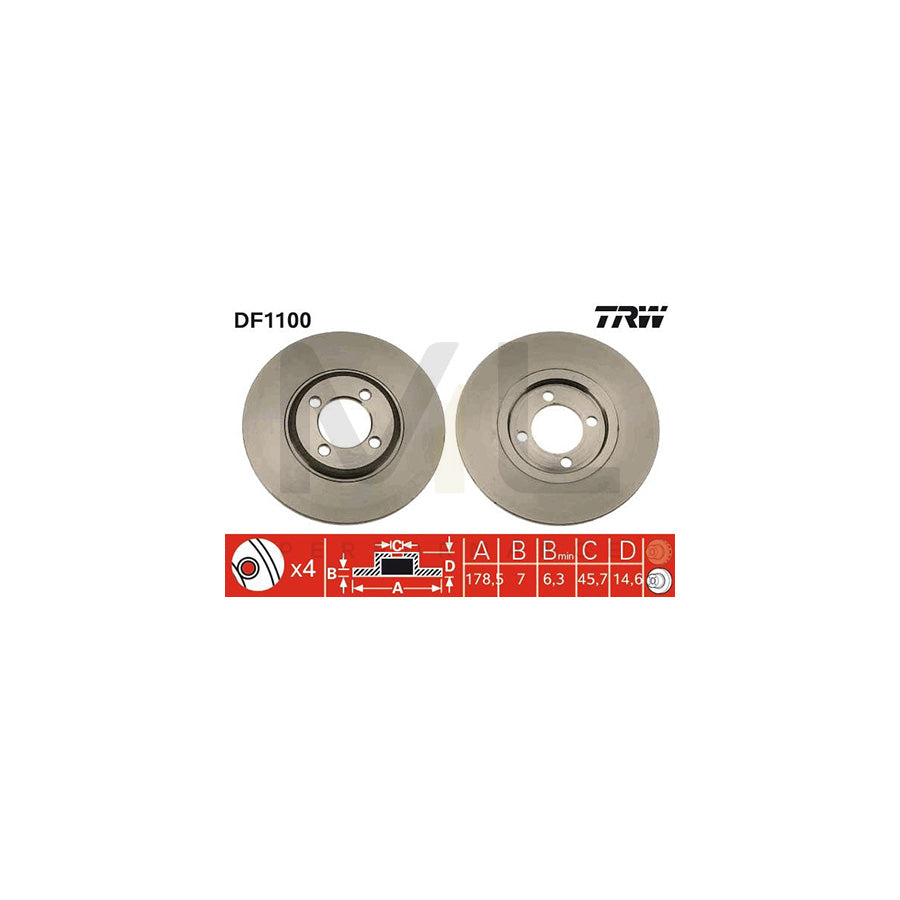 TRW DF1100 Brake Disc Solid | ML Performance Car Parts