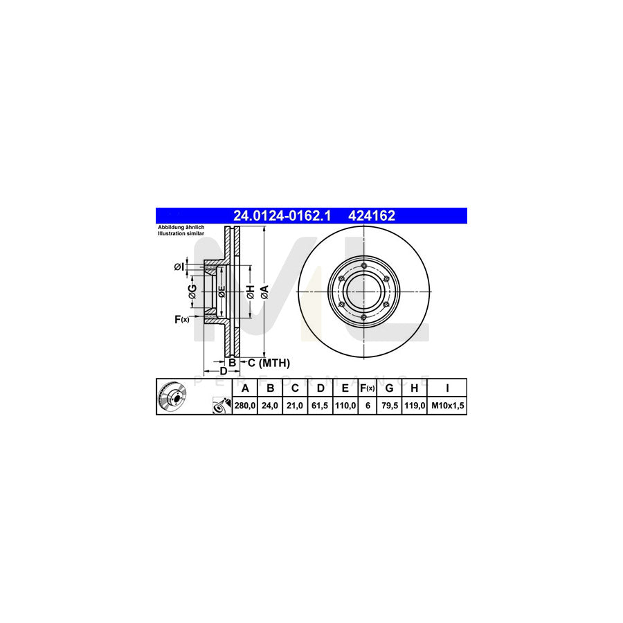 ATE 24.0124-0162.1 Brake Disc Vented, Coated | ML Performance Car Parts