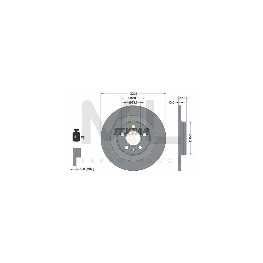 TEXTAR 92304703 Brake Disc for VOLVO XC40 (536) Solid, Coated, without wheel hub, without wheel studs | ML Performance Car Parts