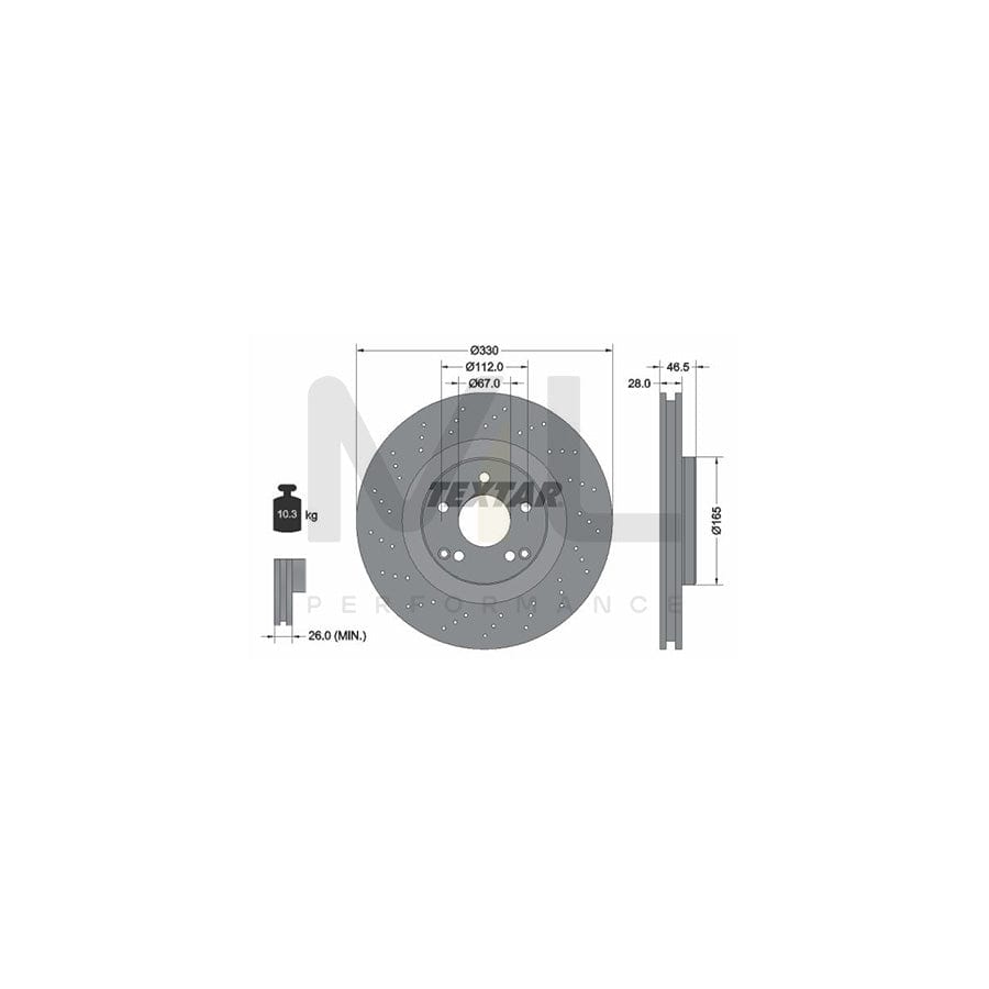 TEXTAR PRO 92119803 Brake Disc Internally Vented, Perforated, Coated, without wheel hub, without wheel studs | ML Performance Car Parts