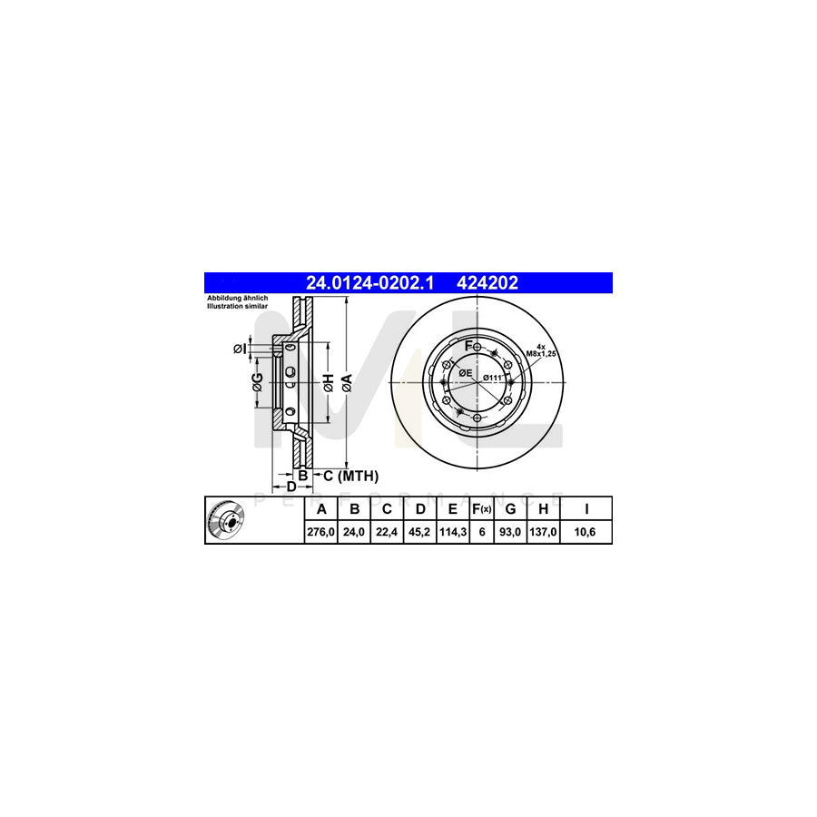 ATE 24.0124-0202.1 Brake Disc for MITSUBISHI L 400 Vented | ML Performance Car Parts