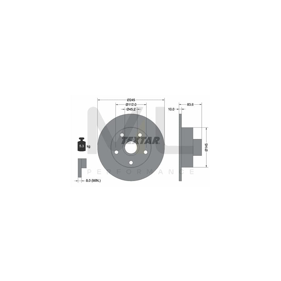 TEXTAR 92072100 Brake Disc for AUDI A4 Solid, with wheel hub, without wheel studs | ML Performance Car Parts