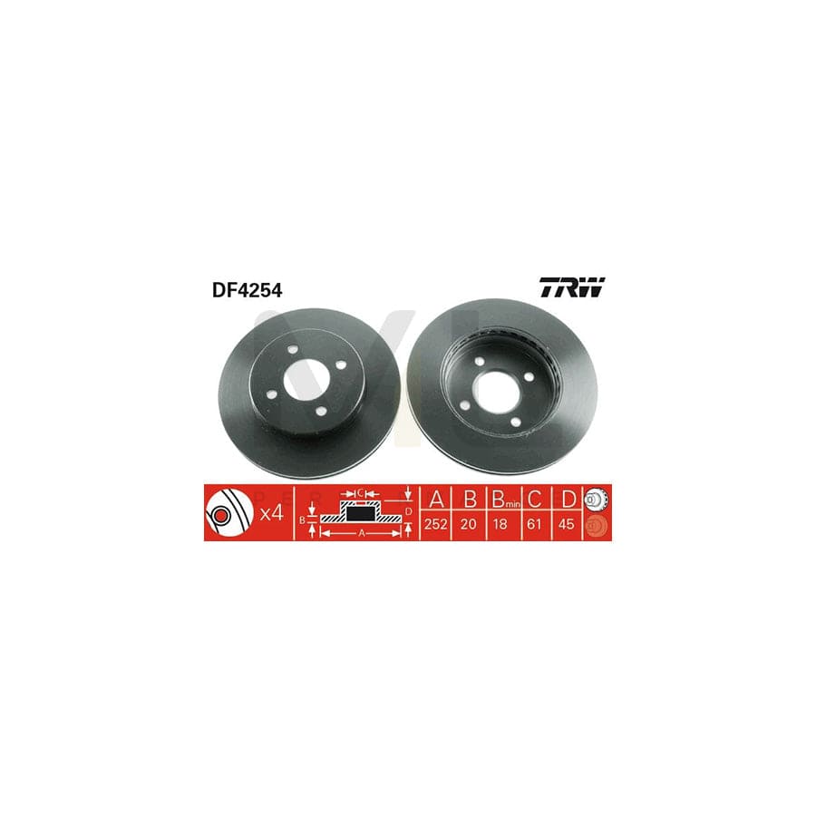 TRW DF4254 Brake Disc Vented, Painted | ML Performance Car Parts