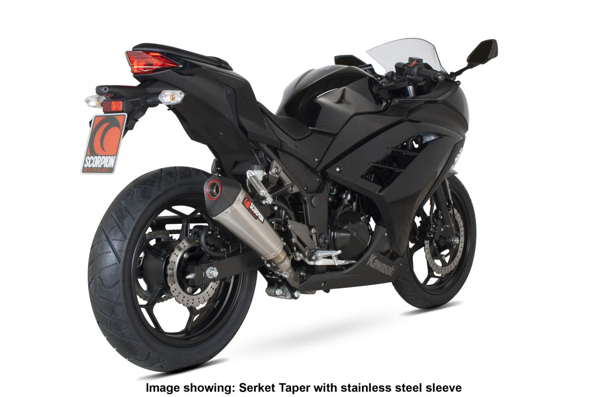 Scorpion RKA95CEO Kawasaki Serket Taper Slip-On - Carbon Fibre Sleeve (Ninja 300 / Z300) | ML Performance UK UK