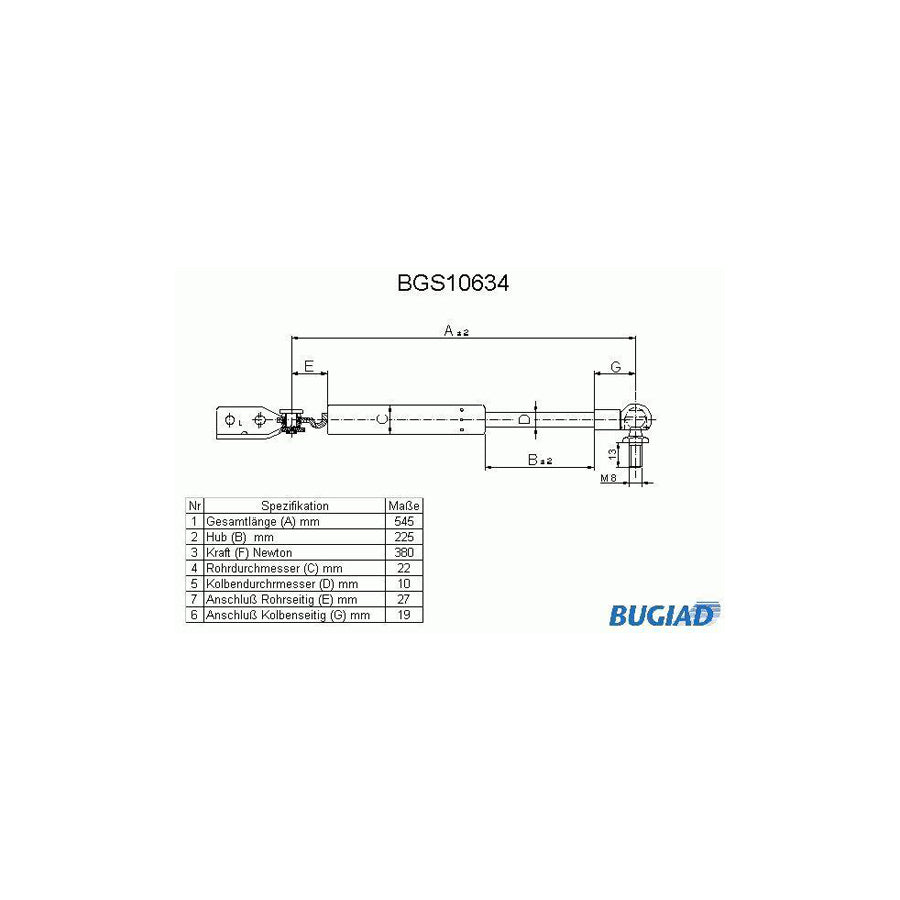 Bugiad BGS10634 Tailgate Strut For Mazda 323F V Hatchback (Ba)