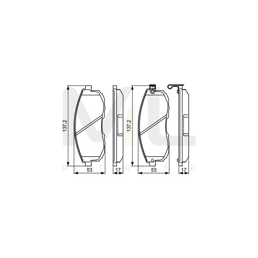 Bosch 0986495328 Brake Pad Set With Acoustic Wear Warning, With Mounting Manual BP1617 | ML Performance Car Parts