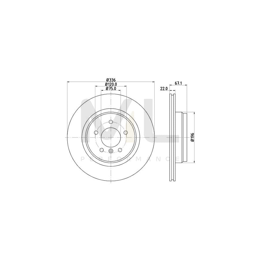 HELLA PRO High Carbon 8DD 355 128-441 Brake Disc Internally Vented, Coated, High-carbon, without wheel hub, without wheel studs | ML Performance Car Parts