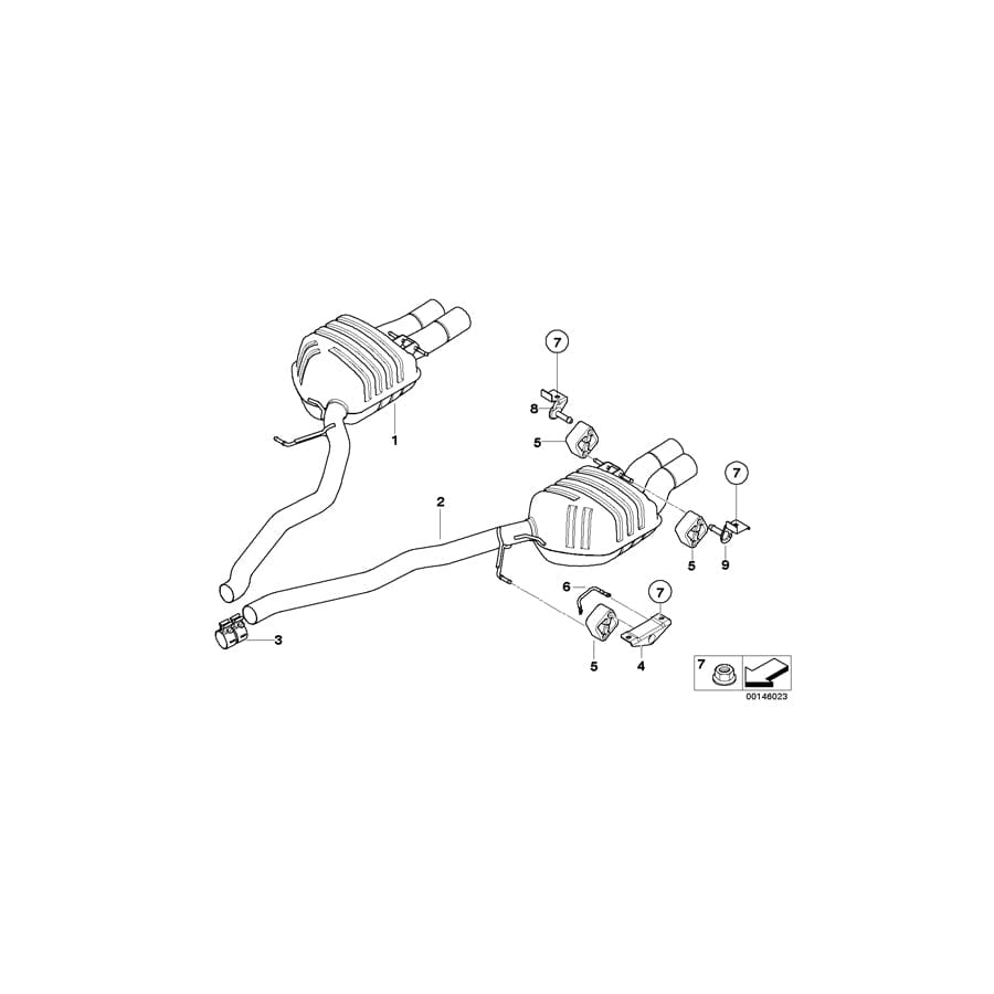 Genuine BMW 18307837061 E63 E64 Rear Muffler Right (Inc.  & M6) | ML Performance UK Car Parts