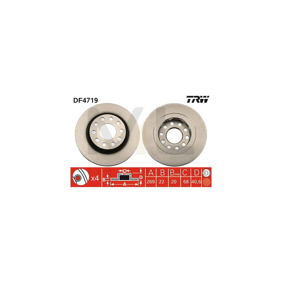 TRW DF4719 Brake Disc Vented, Painted | ML Performance Car Parts